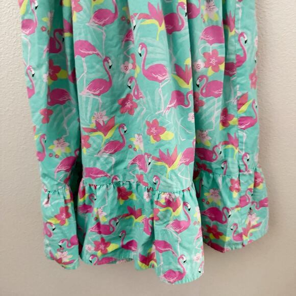 GYMBOREE | Adult Women's Pink Flamingo Turquoise Flutter Sleeve Dress | Medium - Picture 8 of 10